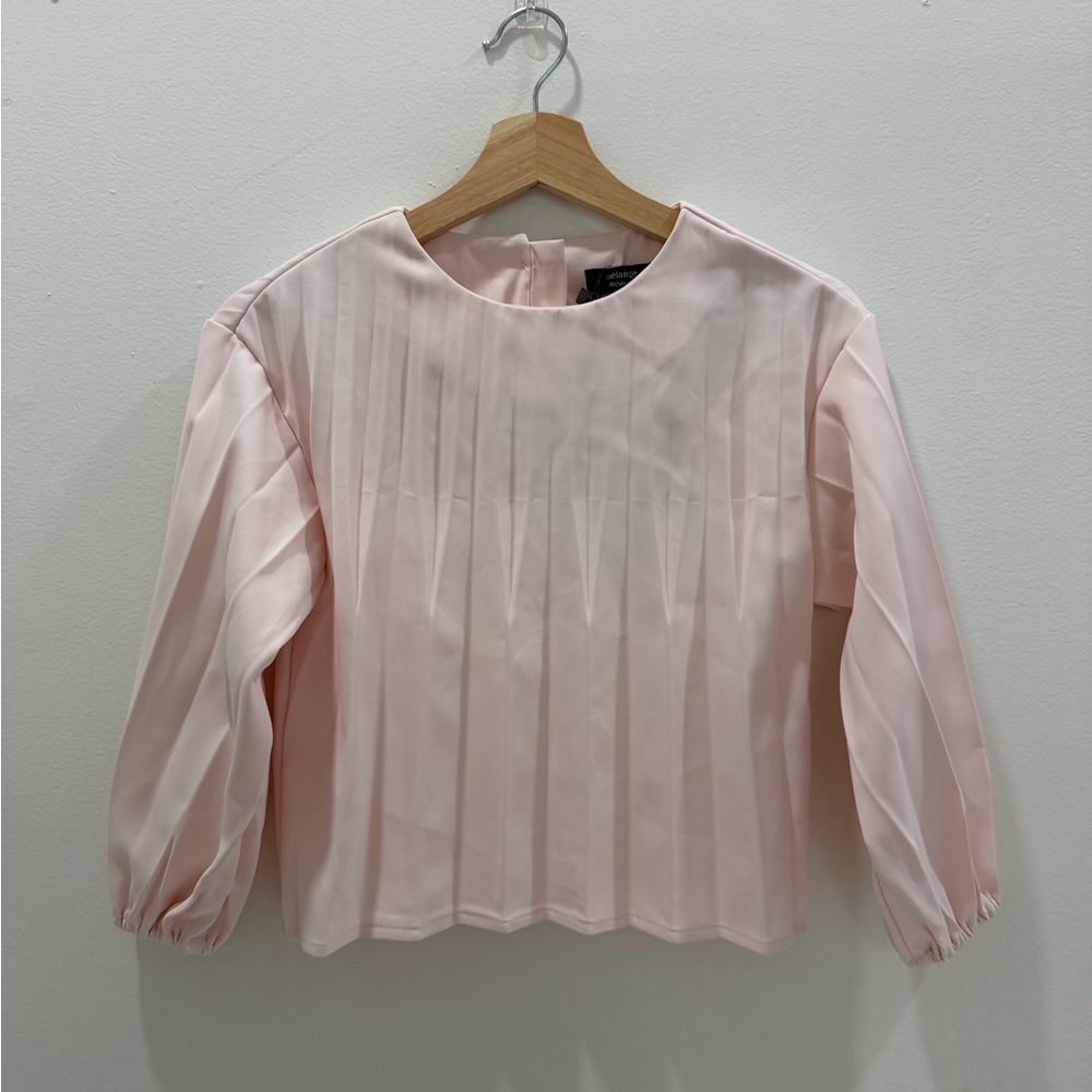 Melange Light Pink Pleated Blouse